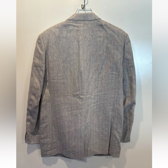 DKNY Gray Linen Herringbone Blazer Suit Jacket Sport Coat Mens Size 42L - Picture 3 of 5